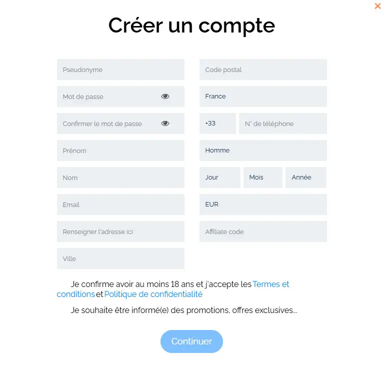Processus d'inscription Magicazz Casino